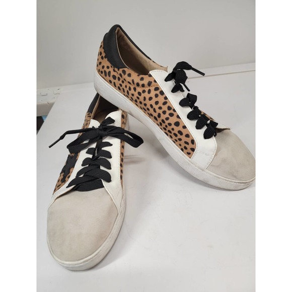 Ccocci animal print sneakers white with leopard print star lace up sz 10 - Picture 1 of 8